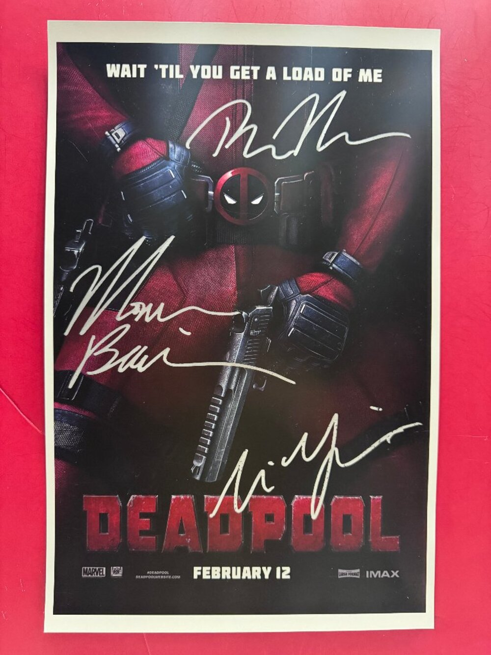 HAND SIGNED DEADPOOL Movie Poster by 3 Cast COA AUTHENTICATED…